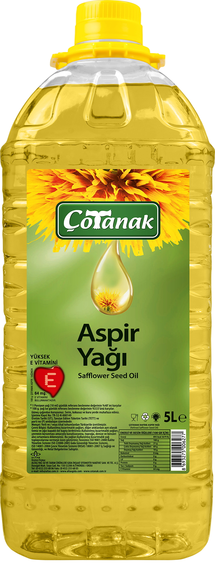 Çotanak Aspir Yağı 5L Pet